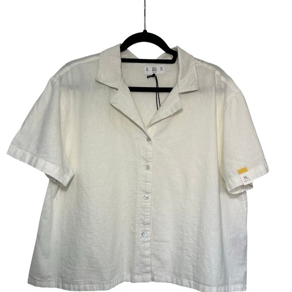 White Button Down Cropped Womens Shirt Size XL from Lefties NEW - Picture 6 of 7